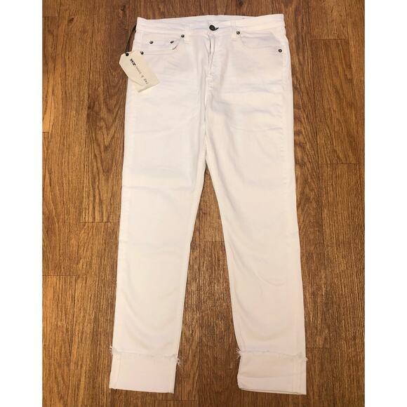 Rag & Bone Aged White 10 Inch Classic Frayed Hemline Jeans Size 31 - Picture 5 of 12